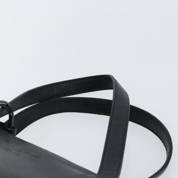 PRADA Hand Bag Safiano leather Black Gold Auth 146677