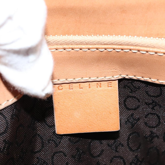 CELINE C Macadam Canvas Hand Bag Suede Brown Gold Auth 146684