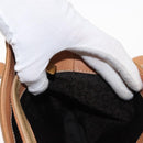 CELINE C Macadam Canvas Hand Bag Suede Brown Gold Auth 146684-20