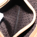 CELINE C Macadam Canvas Hand Bag Suede Brown Gold Auth 146684-22