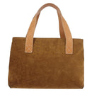CELINE C Macadam Canvas Hand Bag Suede Brown Gold Auth 146684-2