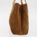 CELINE C Macadam Canvas Hand Bag Suede Brown Gold Auth 146684-4
