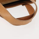 CELINE C Macadam Canvas Hand Bag Suede Brown Gold Auth 146684-7