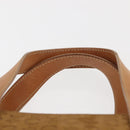CELINE C Macadam Canvas Hand Bag Suede Brown Gold Auth 146684-8