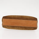 CELINE C Macadam Canvas Hand Bag Suede Brown Gold Auth 146684-5