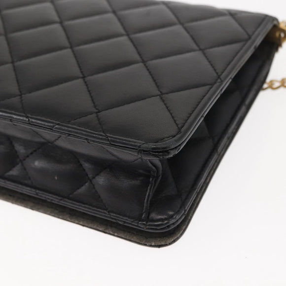 GIVENCHY Chain Shoulder Bag Leather Black Gold Auth 146686