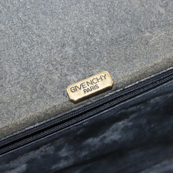 GIVENCHY Chain Shoulder Bag Leather Black Gold Auth 146686