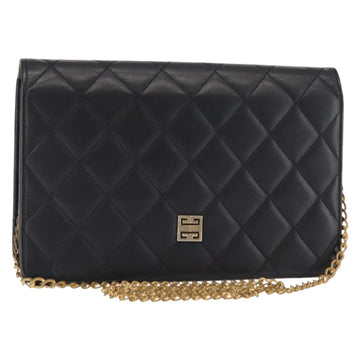 GIVENCHY Chain Shoulder Bag Leather Black Gold Auth 146686