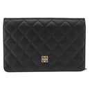 GIVENCHY Chain Shoulder Bag Leather Black Gold Auth 146686-13