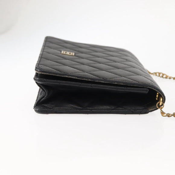 GIVENCHY Chain Shoulder Bag Leather Black Gold Auth 146686