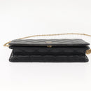 GIVENCHY Chain Shoulder Bag Leather Black Gold Auth 146686-5