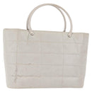 CHANEL Hand Bag Nylon Gray CC Auth 146688-1