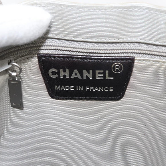 CHANEL Hand Bag Nylon Gray CC Auth 146688