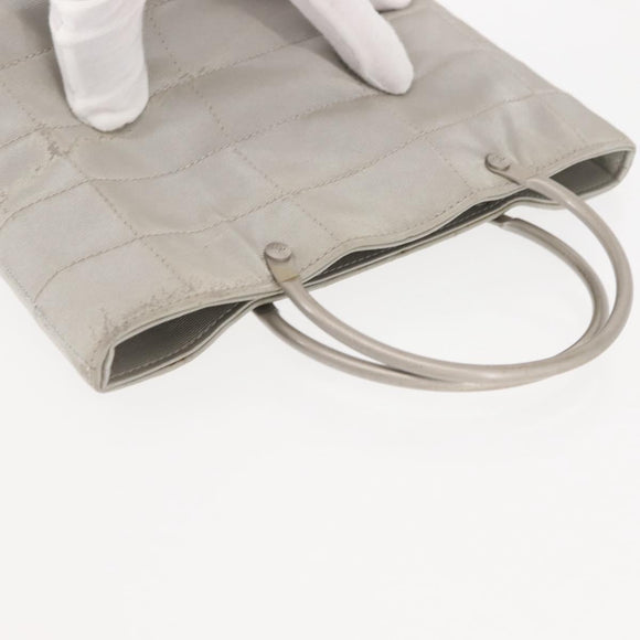 CHANEL Hand Bag Nylon Gray CC Auth 146688