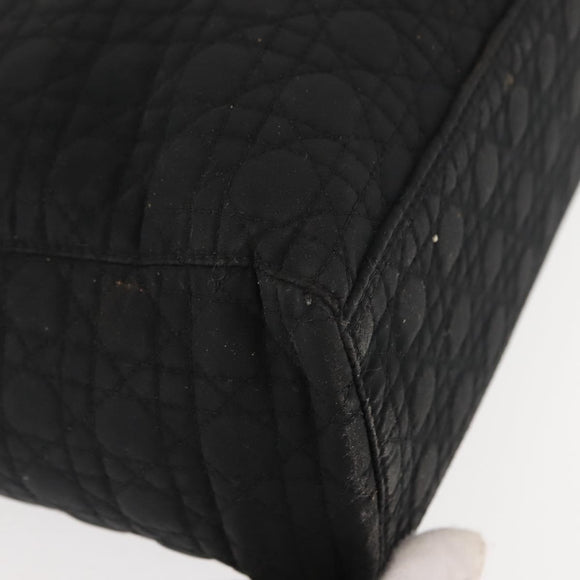 Christian Dior Canage Hand Bag Nylon Black Gold Auth 146695