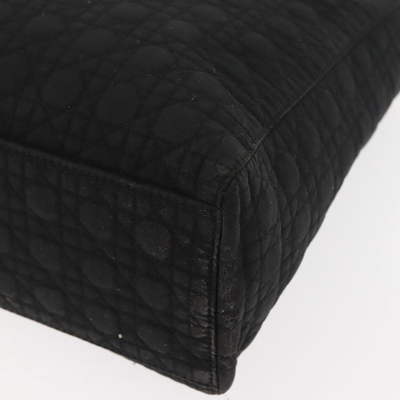 Christian Dior Canage Hand Bag Nylon Black Gold Auth 146695