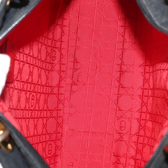 Christian Dior Canage Hand Bag Black Gold Auth 146695
