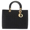 Christian Dior Canage Hand Bag Nylon Black Gold Auth 146695-13