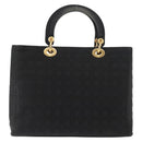Christian Dior Canage Hand Bag Nylon Black Gold Auth 146695-2