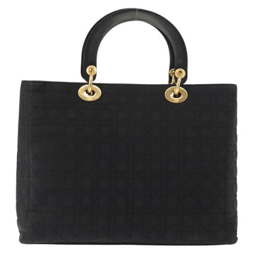 Christian Dior Canage Hand Bag Nylon Black Gold Auth 146695 - 0