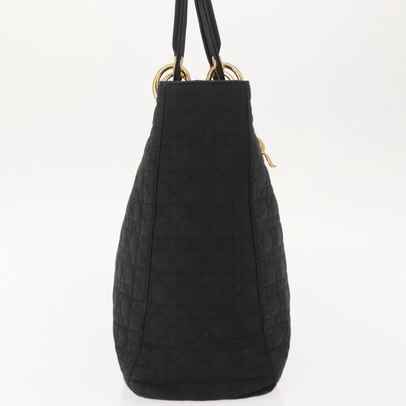 Christian Dior Canage Hand Bag Black Gold Auth 146695