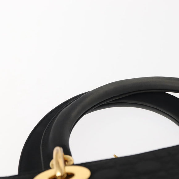 Christian Dior Canage Hand Bag Black Gold Auth 146695