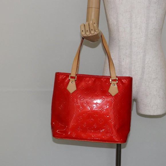 LOUIS VUITTON Monogram Vernis Houston Hand Bag Red M91092 LV Auth 146697