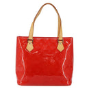 LOUIS VUITTON Monogram Vernis Houston Hand Bag Red M91092 LV Auth 146697-2