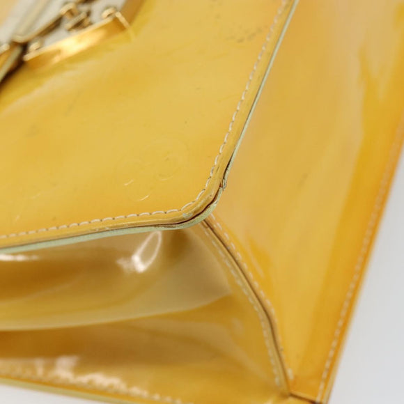 LOUIS VUITTON Monogram Vernis Spring Street Bag Lime Yellow M91068 Auth 146698