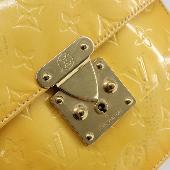LOUIS VUITTON Monogram Vernis Spring Street Bag Lime Yellow M91068 Auth 146698
