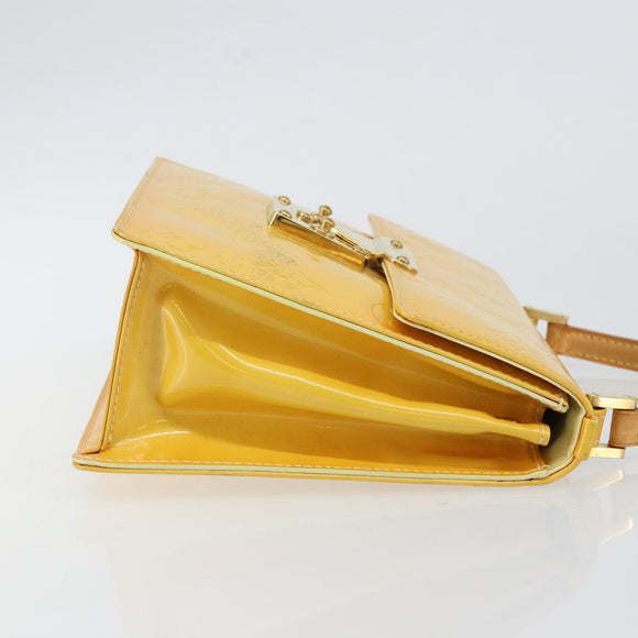 LOUIS VUITTON Monogram Vernis Spring Street Bag Lime Yellow M91068 Auth 146698