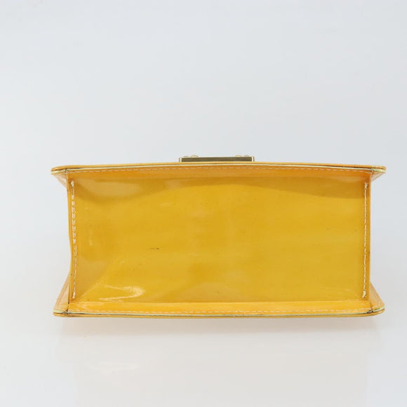 LOUIS VUITTON Monogram Vernis Spring Street Bag Lime Yellow M91068 Auth 146698