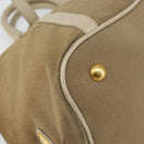 PRADA Hand Bag Canvas Beige Gold Auth 146705-14