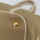 PRADA Hand Bag Canvas Beige Gold Auth 146705-15