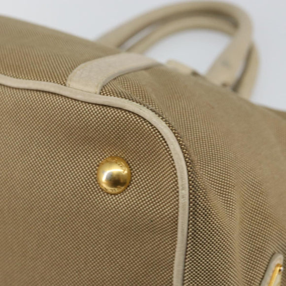 PRADA Hand Bag Canvas Beige Gold Auth 146705