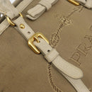 PRADA Hand Bag Canvas Beige Gold Auth 146705-18