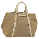 PRADA Hand Bag Canvas Beige Gold Auth 146705-1