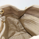 PRADA Hand Bag Canvas Beige Gold Auth 146705-21