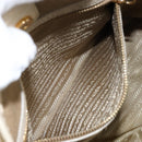 PRADA Hand Bag Canvas Beige Gold Auth 146705-23