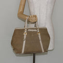PRADA Hand Bag Canvas Beige Gold Auth 146705-24