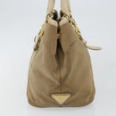 PRADA Hand Bag Canvas Beige Gold Auth 146705-3