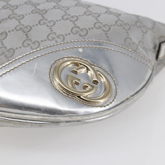 GUCCI GG Canvas Newbrit Shoulder Bag Silver Gold 169998 Auth 146706