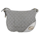GUCCI GG Canvas Newbrit Shoulder Bag Silver Gold 169998 Auth 146706-13