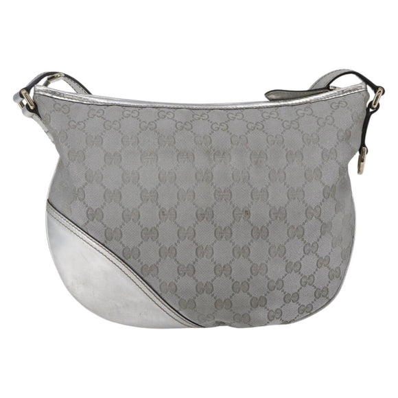 GUCCI GG Canvas Newbrit Shoulder Bag Silver Gold 169998 Auth 146706