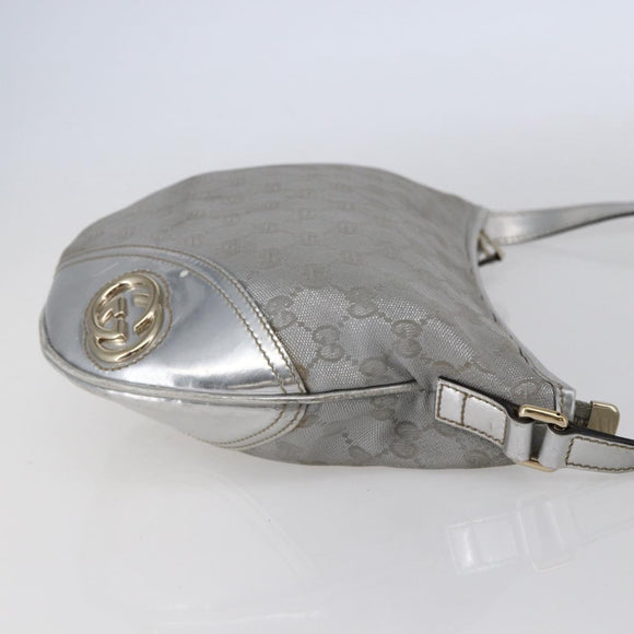 GUCCI GG Canvas Newbrit Shoulder Bag Silver Gold 169998 Auth 146706