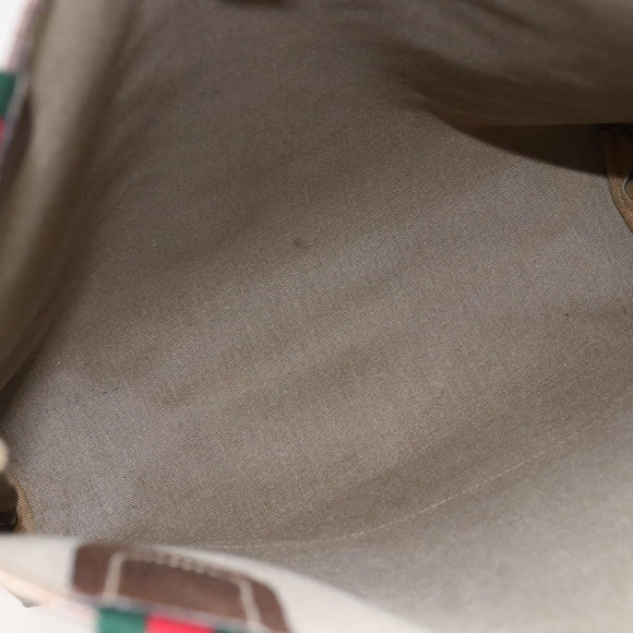 GUCCI GG Supreme Web Sherry Line Tote Bag PVC Beige Gold 39 02 003 Auth 146707