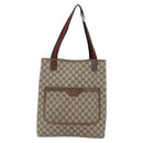 GUCCI GG Supreme Web Sherry Line Tote Bag PVC Beige Gold 39 02 003 Auth 146707-13
