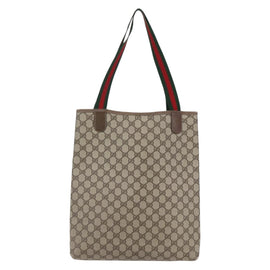GUCCI GG Supreme Web Sherry Line Tote Bag PVC Beige Gold 39 02 003 Auth 146707 - 0