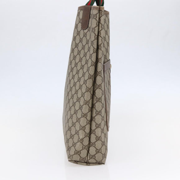 GUCCI GG Supreme Web Sherry Line Tote Bag PVC Beige Gold 39 02 003 Auth 146707