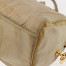 PRADA Chain Hand Bag Nylon Beige Gold Auth 146709-17